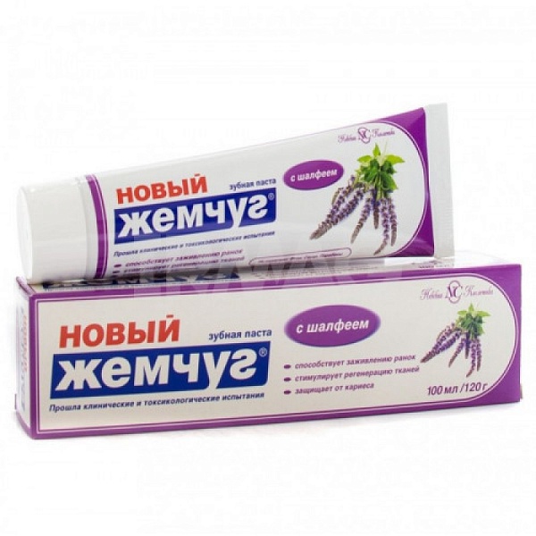 Зубная паста Новый жемчуг 100мл*40 Шалфей
