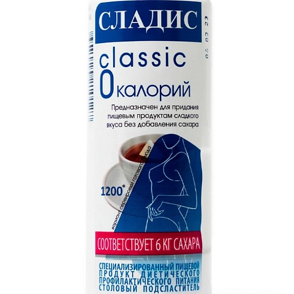 Подсластитель Сладис 1200таб. пластик. упак. с дозатором