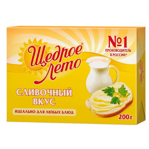 Маргарин Щедрое лето слив.вкус 200гр.